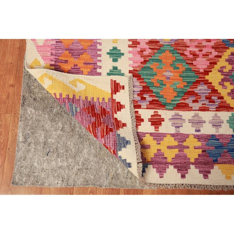 Kkilim Oriental Area Rug Hand-Woven Wool Carpet - 8'5"x 12'0"