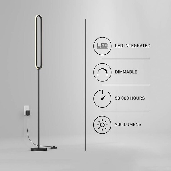 Leni Dimmable LED Modern Floor Lamp Matte Black - On Sale - Bed