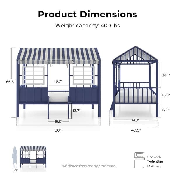 Furniture of America Valley Metal Twin Loft Bed with Canopy