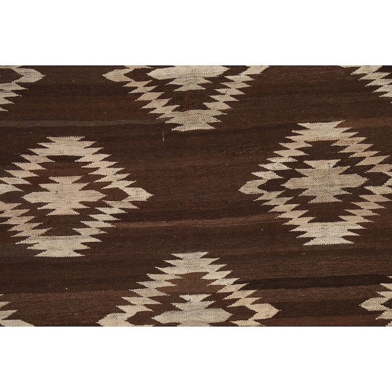 Natural Dye Tribal Geometric Kilim Oriental Area Rug Wool Flat-weave - 4'8" x 6'8"