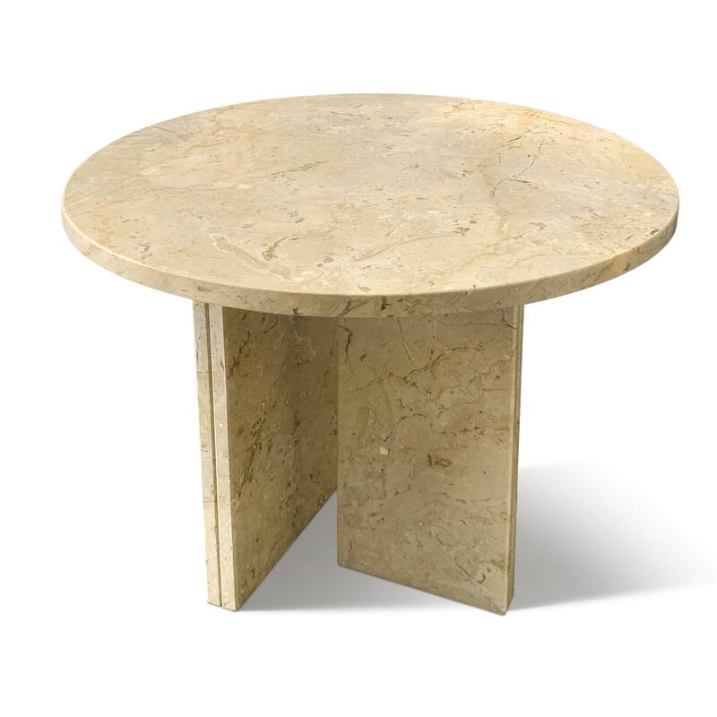Roomfitters Round Marble Coffee Table, Natural Stone Side Table for Living Room, Solid Marble Accent Table
