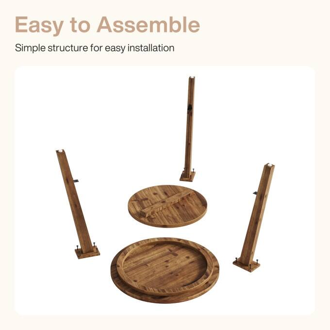 2-Tier Solid Wood Side Table, Circular End Table, Rustic Bedside Table