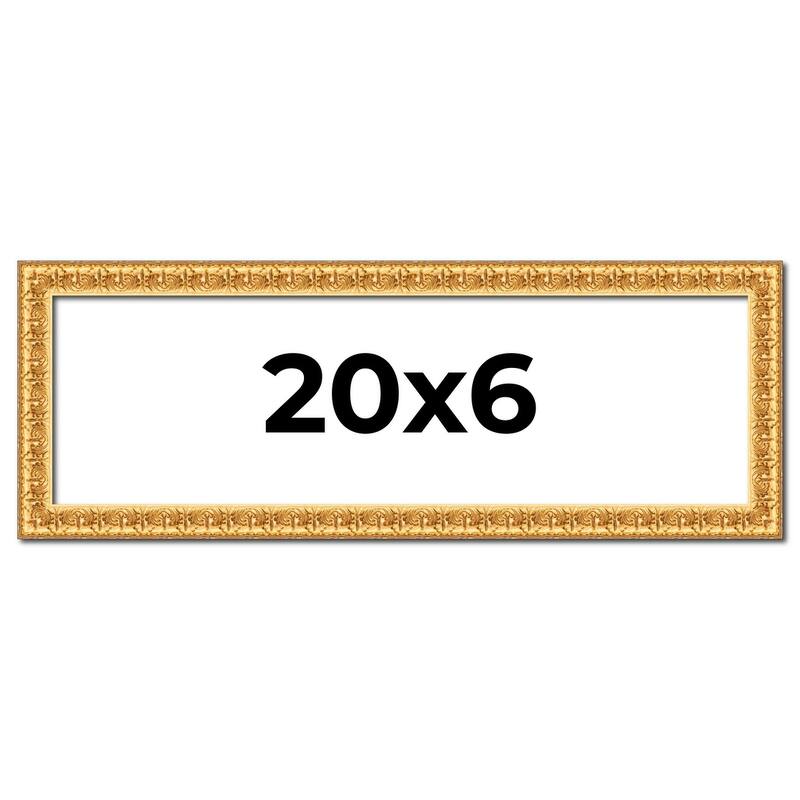 20x6 Frame Gold Real Wood Picture Frame Width 1 inches | Interior