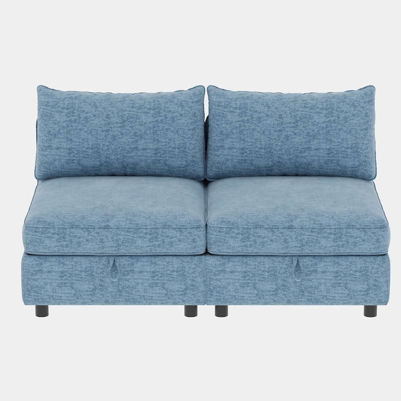 L Shaped Modular Sectional Sofa with Storage, Convertible 8 Seater Sofa with Chaise & Ottoman, Chenille Fabric Sleeper Sofa