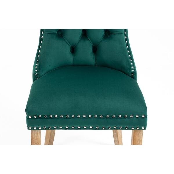 Upholstered Button Tufted Velvet Dining Chair with Nailhead Trim,Set of