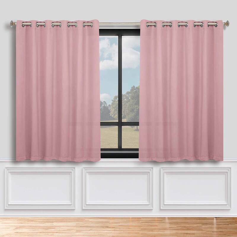 Superior Solid Machine Washable Room Darkening Grommet Blackout Curtains, Set of 2