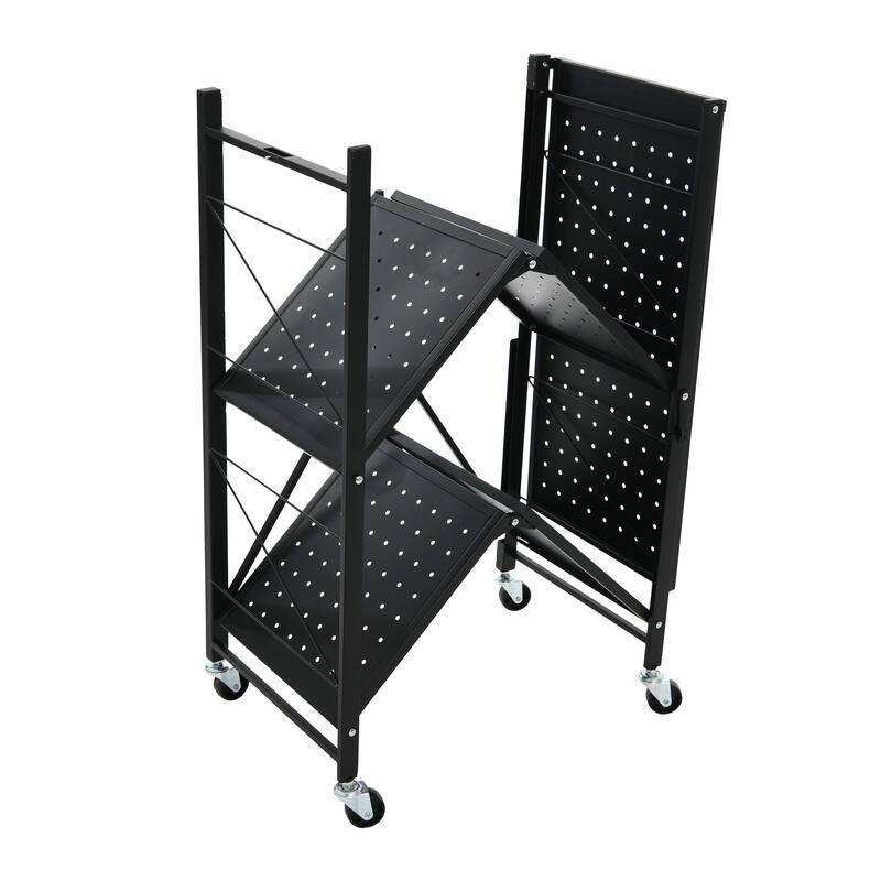 Household Essentials Metal 3-Tier Foldable Utility Rack - 26.8"L x 13.8"W x 33.8"H