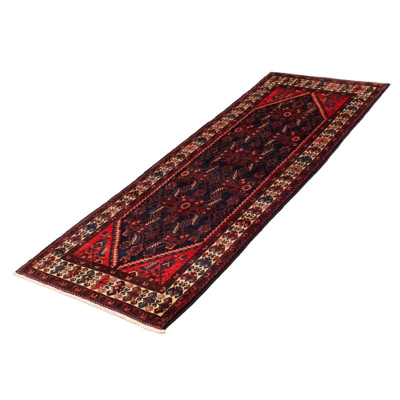 ECARPETGALLERY Hand-knotted Anadol Navy, Red Wool Rug - 3'8 x 10'0