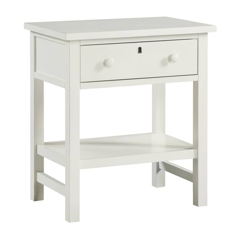 1-Drawer Nightstand with Open Shelf and Wooden Knobs Rustic Design