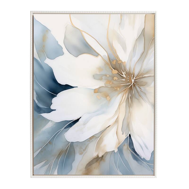 Sylvie Beaded Glam Floral Framed Canvas by Creative Bunch Studio