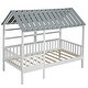 preview thumbnail 7 of 10, Twin Size House Bed with Roof and Storage Shelves