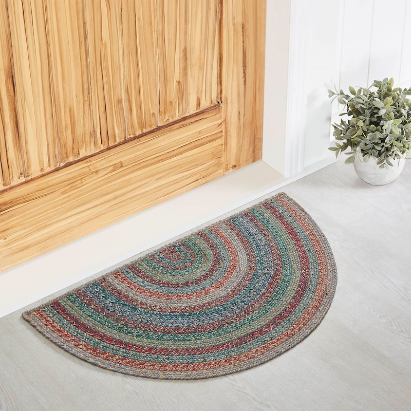 Multi Jute Rug Half Circle w/ Pad 19.5x36
