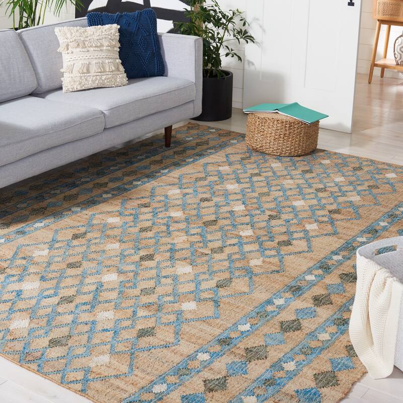 SAFAVIEH Flatweave Kilim Kajal Jute Rug - 9' x 12' - Natural/Blue