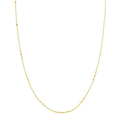 Curata 14k Yellow Gold 3 Flat Stations and 0.95mm Sparkle Cut Raso Necklace Options: 16 18 20