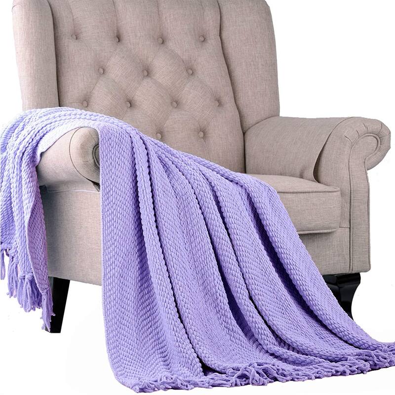 Knitted Tweed Couch Throw - Lavender - 50" x 60"