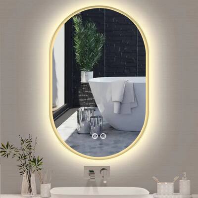 26''/32''/36''/40'' LED Oval Frameless Bathroom Backlit Vanity Mirror with Anti-Fog & Dimmable, Silver