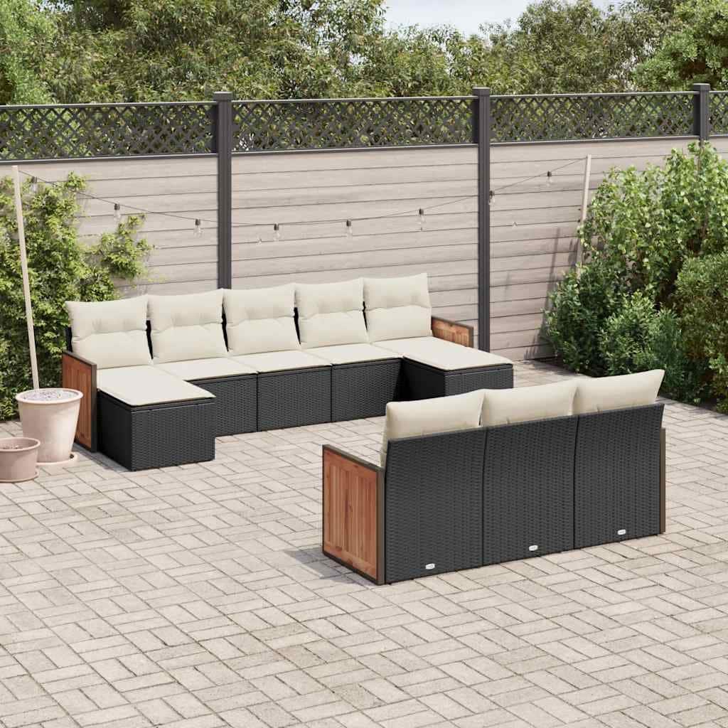 vidaXL Patio Sofa Set with Cushions Outdoor Conversation Furniture Poly Rattan - 21.7 x 21.7 x 14.6 in