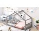 preview thumbnail 18 of 57, Roomfitters Twin Size House Bed with Wooden Frame, Modern Loft Design, Grey