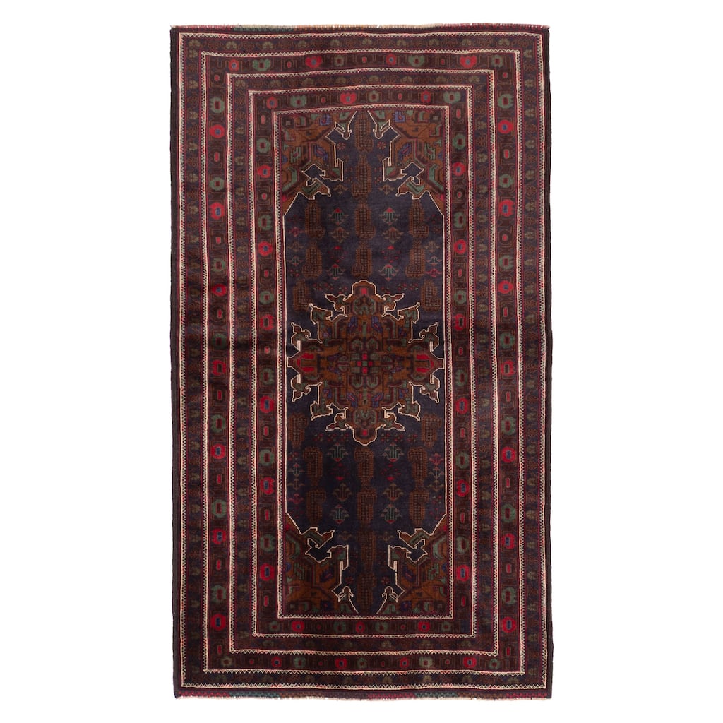 ECARPETGALLERY Hand-knotted Teimani Dark Navy Wool Rug - 3'7 x 6'4