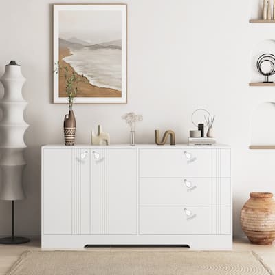 Modern Sideboard Buffet Cabinet with 3 Large Drawers, Living Room Accent Cabinet Entryway Storage Cabinet