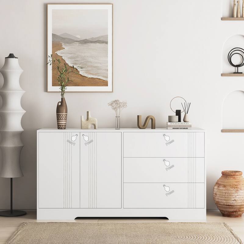 Sideboard Buffet Cabinet with Storage,Kitchen Storage Cabinet with Drawer and Doors,Large Coffee Bar with Adjustable Shelves