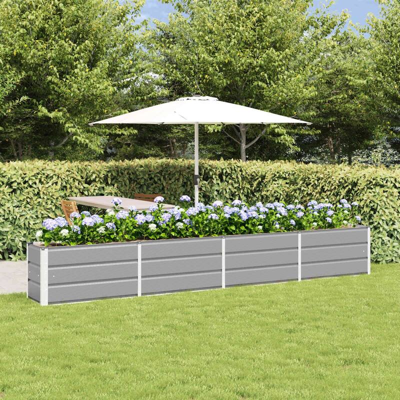 vidaXL Planter in Steel - 39.37 x 15.75 x 17.72" - Grey - 125.98 x 15.75 x 17.72 in