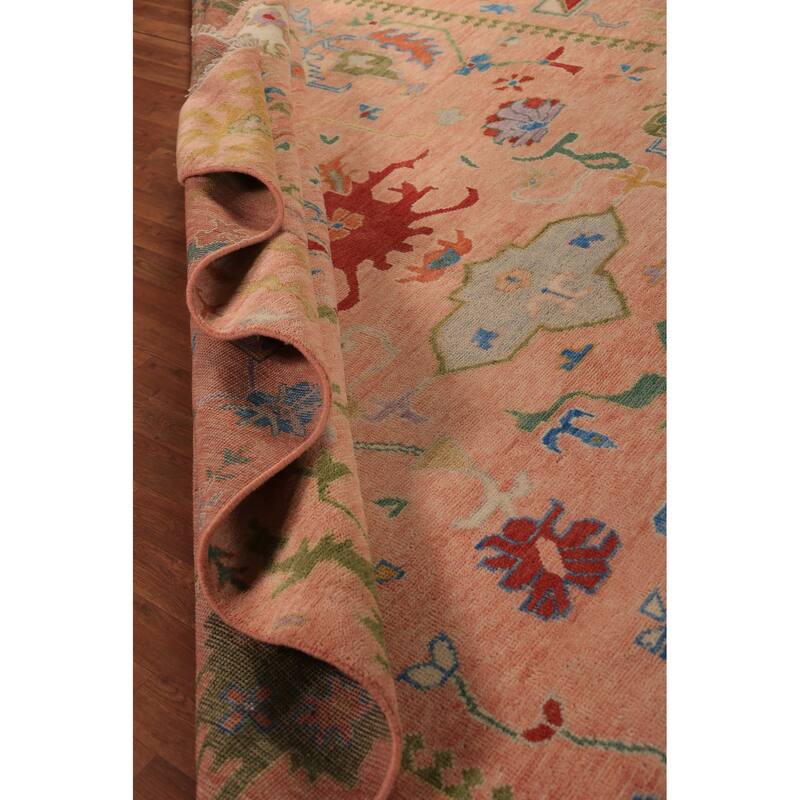 Oushak Indian Area Rug Hand-Knotted Floral Wool Carpet - 8'11"x 11'11"