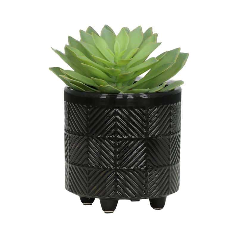 Ceramic Textured Footed Planters Set of 2 - 6" - 8"