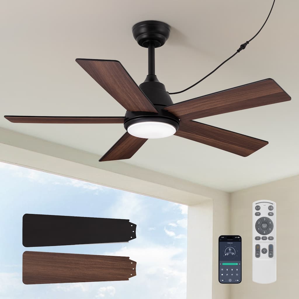 42 Inch Farmhouse Waterproof Dimmable Ceiling Fans with Lights and Remote - 42''