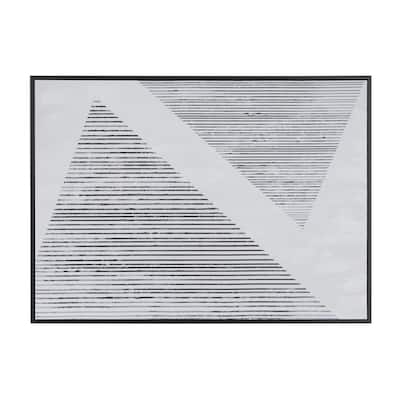 Canvas Geometric Living Room Framed Wall Art with Black Frame - Black - Roche River Decor