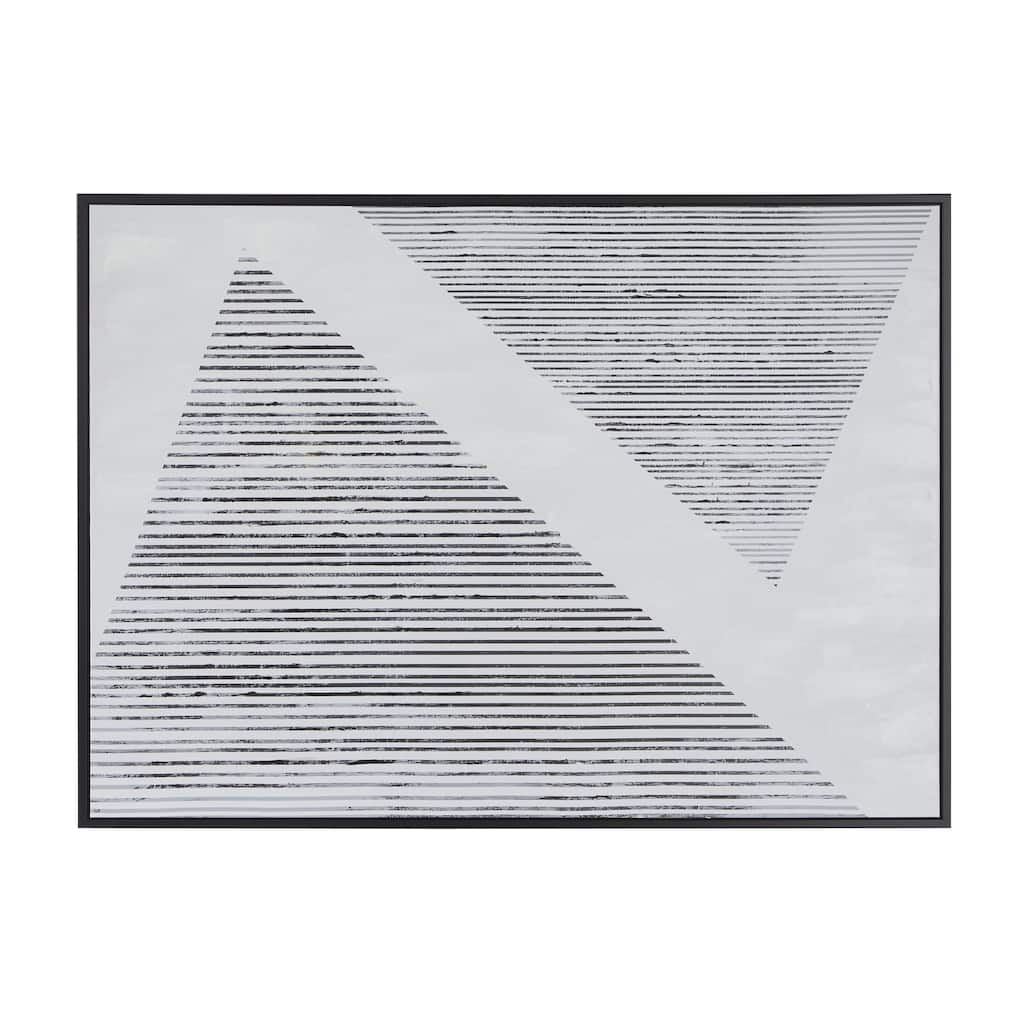 Canvas Geometric Living Room Framed Wall Art with Black Frame - Black - Roche River Decor
