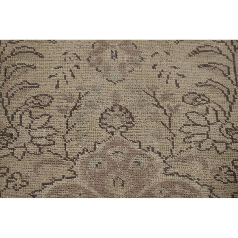 Hand Knotted Oriental 100% Wool Carpet Traditional Floral Beige & Ivories Tabriz Area Rug - 12' 7'' X 10' 2''