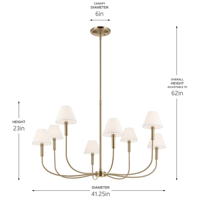 Eadie 41.25 Inch 8 Light Chandelier in Champagne Bronze