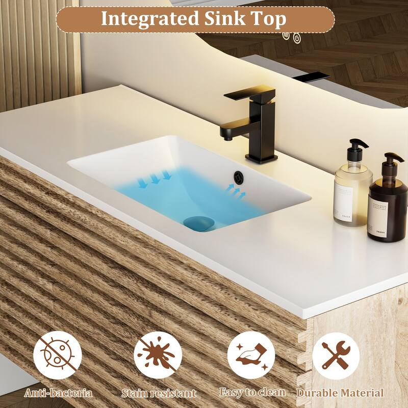 Bathroom Vanity with Drop-In Sink Wall-Mounted Storage Cabinet