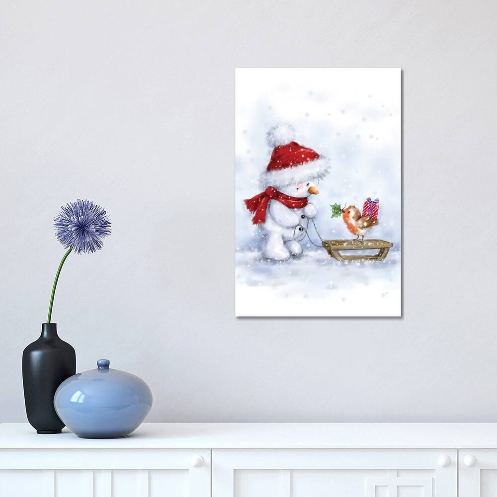 iCanvas "Snowman and Robin IV" by MAKIKO Canvas Print
