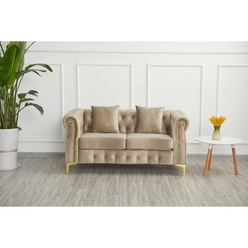 Velvet 2 Piece Loveseat and Sofa Living Room Set