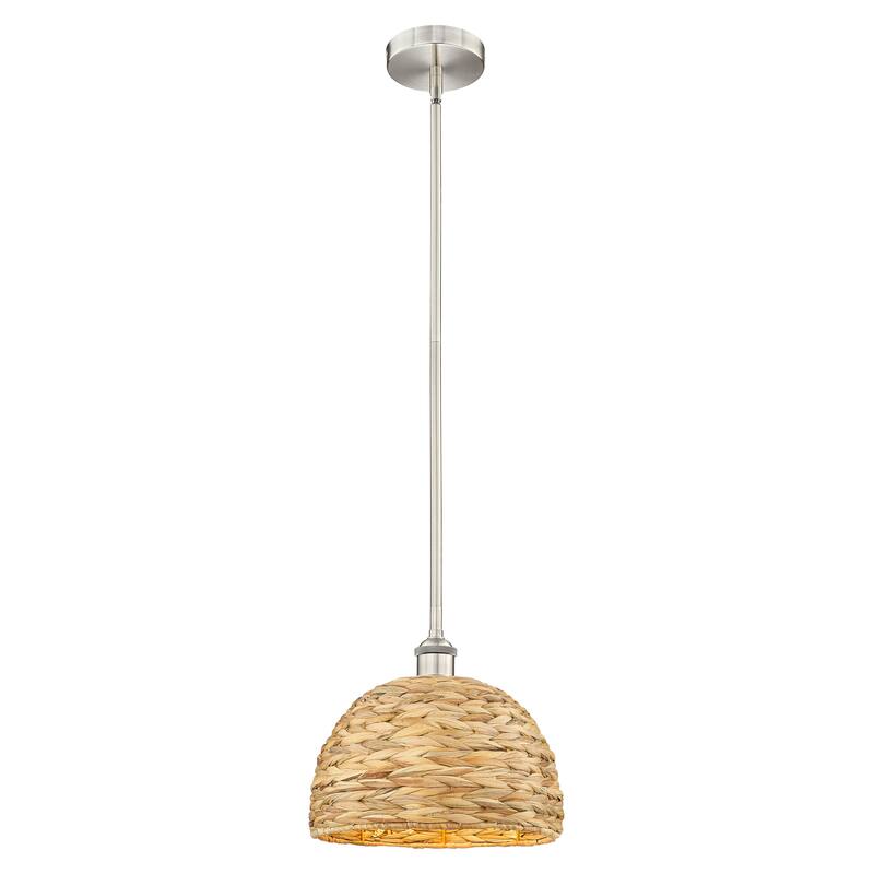 Innovations Lighting Endless Possibilities Edison - Woven Rattan - 1 Light 12" Stem Hung Mini Pendant