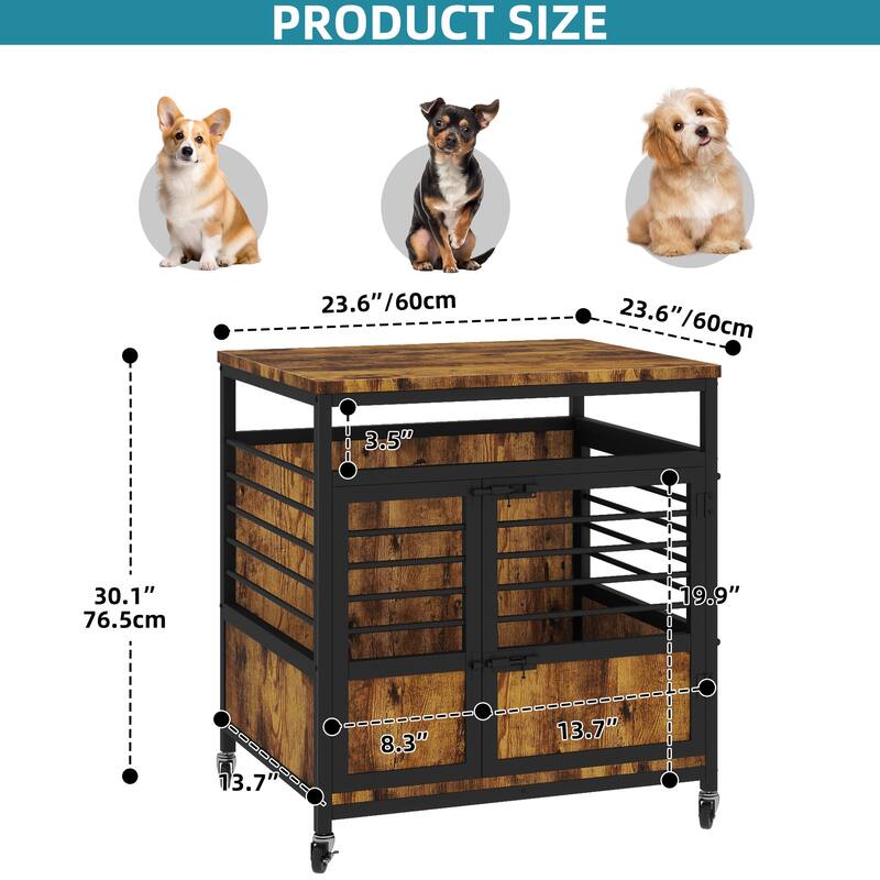 Moasis 24"/31"/39" Wooden Dog Crate Kennel End Table Furniture
