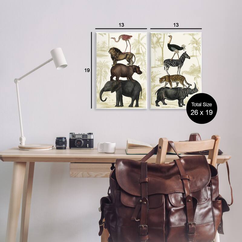Stupell Stacked Safari Animals Wall Plaque Art Design By Victoria Barnes (Set of 2)