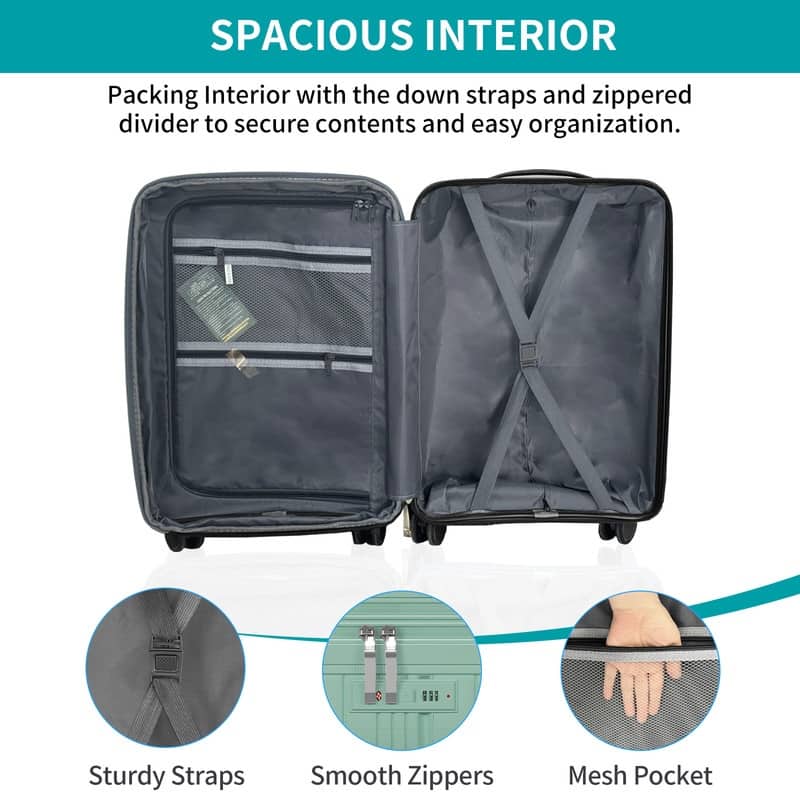 Mixoy Light weight Luggage with Spinner Wheels & YKK Zipper, 3-Piece Suitcase ABS Hardside Luggage Set with TSA Lock