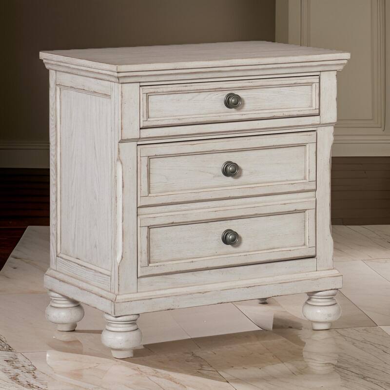 Antique White 2 Drawer 28.5 in. W Nightstand with Sturdy Hardware and Ample Storage