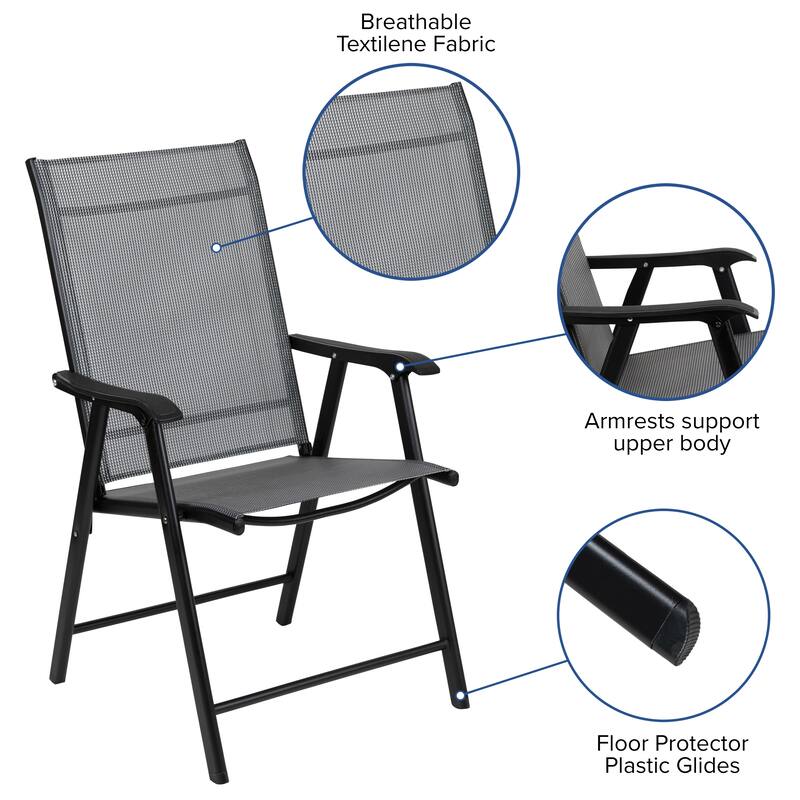 Outdoor Folding Patio Sling Chair / Portable Chair (2 Pack)