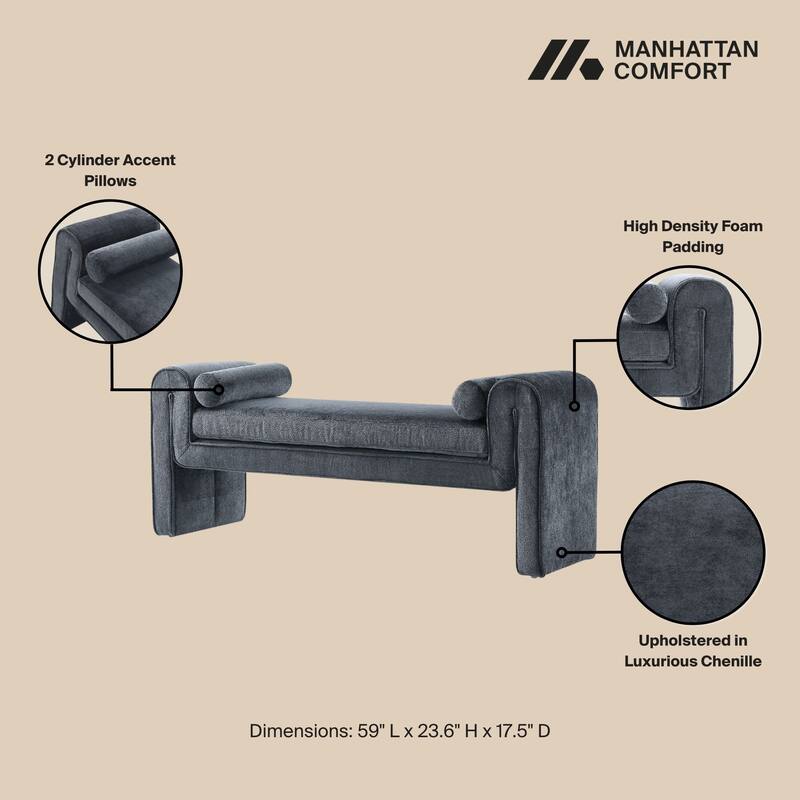 Manhattan Comfort Modern Concord Chenille 59 Inch Bench