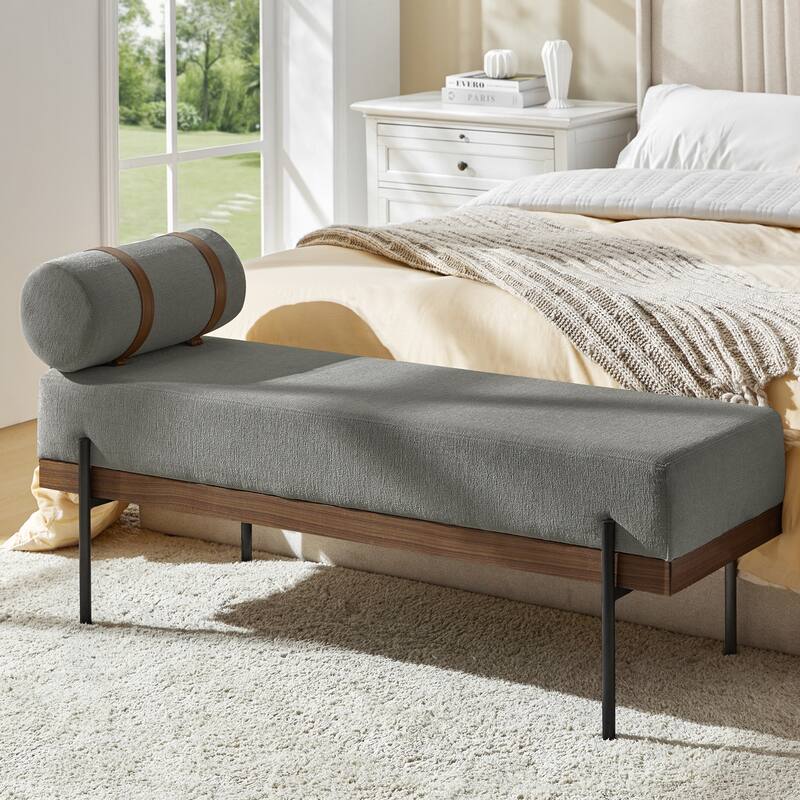 Damacio Modern Entryway Bench with Removable Pillow and Metal Legs