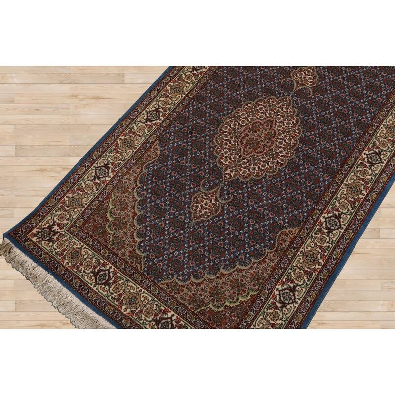 2'8''x11'7'' Runner Hand Knotted Wool Blue Traditional 300 KPSI Rug - 2' 8'' x 11' 7''