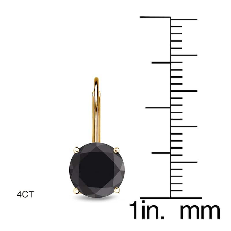 Auriya 1 to 4ctw Solitaire Black Diamond Earrings 14k Yellow Gold - 4ctw