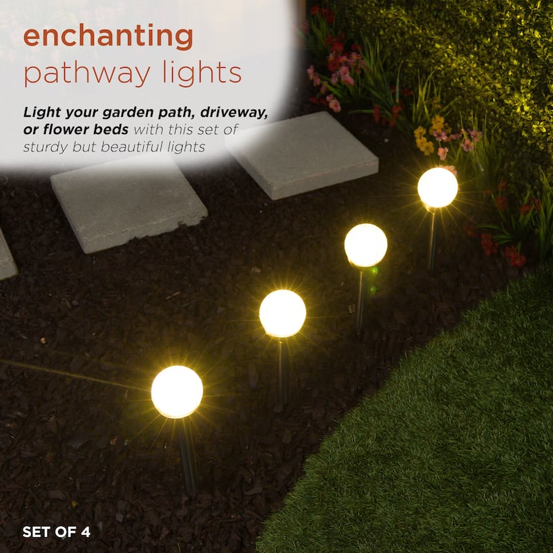 Alpine Corporation Solar Glass Ball Stake Color Change Warm White LED