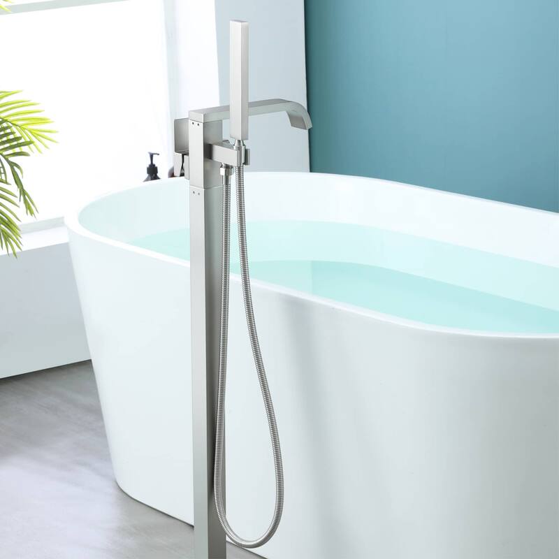 Freestanding Bathtub Faucet With Hand Shower Waterfall Tub Faucets With Handheld Shower Floor Mount Tub Filler