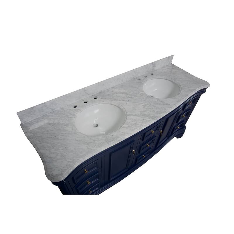 KitchenBathCollection Katherine 72" Double Bathroom Vanity with Carrara Marble Top
