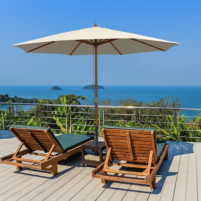 10FT Wooden Patio Umbrella Outdoor Table Market Umbrella